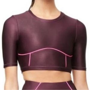 Good American Purple Crop Top with Pink Accents